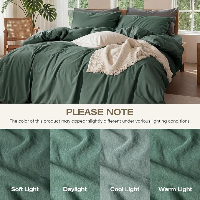 100% Pure French Flax Linen Blend Duvet Cover Set Queen Size, 3-Piece Breathable Bedding Set with Long Zipper Closure & Corner Ties, Soft, Lightweight & Durable Bedding Ideal for Hot Sleepers