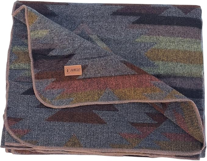 Alpaca Wool Blanket, Throw Size 78 x 47, Reversible 2 in 1, Thick and Ultra Soft, Hypoallergenic, Non-Itchy, Handmade in Ecuador. Premium Alpaca Wool Thtow Blanket for Cozy Comfort.(Brown and Orange)