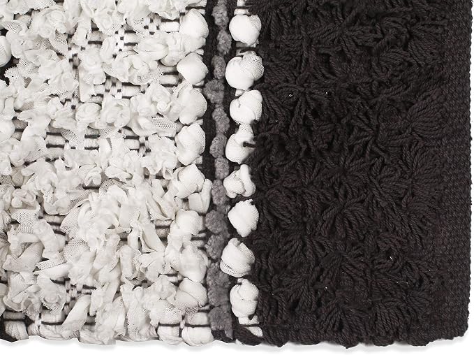 Ramanta Home Chenille Bath Mat Rug Charcoal 20x32 Inches, Soft Cotton Small Shower Floor Rug Ideal for Bathroom, Entrance, Bedroom, Kitchen | Absorbent Throw Carpet Doormat for Decor