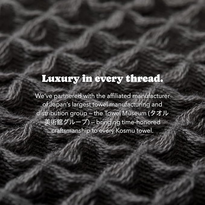 Luxury Organic Japanese Cotton Waffle Bath Towel | Thick, Absorbent, Quick Dry Bathroom Towels for Shower, Sauna, Onsen| Hotel & Spa Quality, Gift-Ready (Smoke Grey, Bath Sheet, 67" x 34")