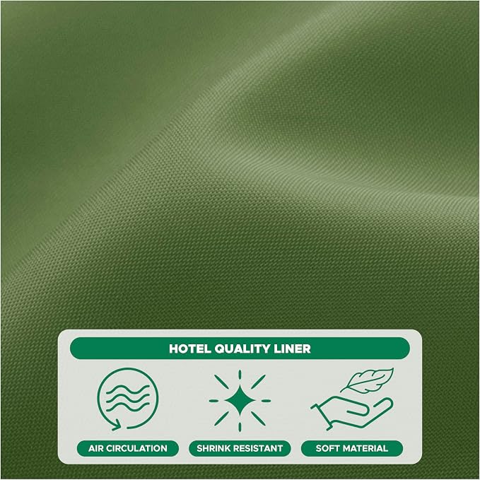 Biscaynebay Hotel Quality Fabric Shower Curtain Liners 72 Inch by 72 Inch, Sage Water Resistant Bathroom Curtains Rust Resistant Grommets & Weighted Bottom Hem Machine Washable