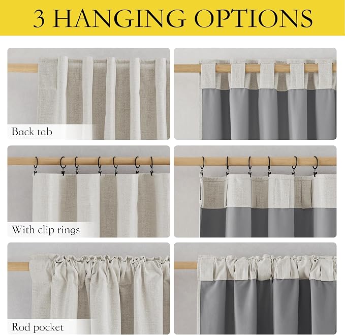 NICETOWN 100% Black Out Curtains 84 inch Long 2 Panels, Linen Blend Thermal Insulated Curtains with Liner for Bedroom, Farmhouse Style Privacy Window Draperies, Alabaster Gray, W42 per Panel