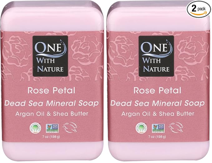 One With Nature Soap Bar Rose Petal, 7 oz (Pack of 2)