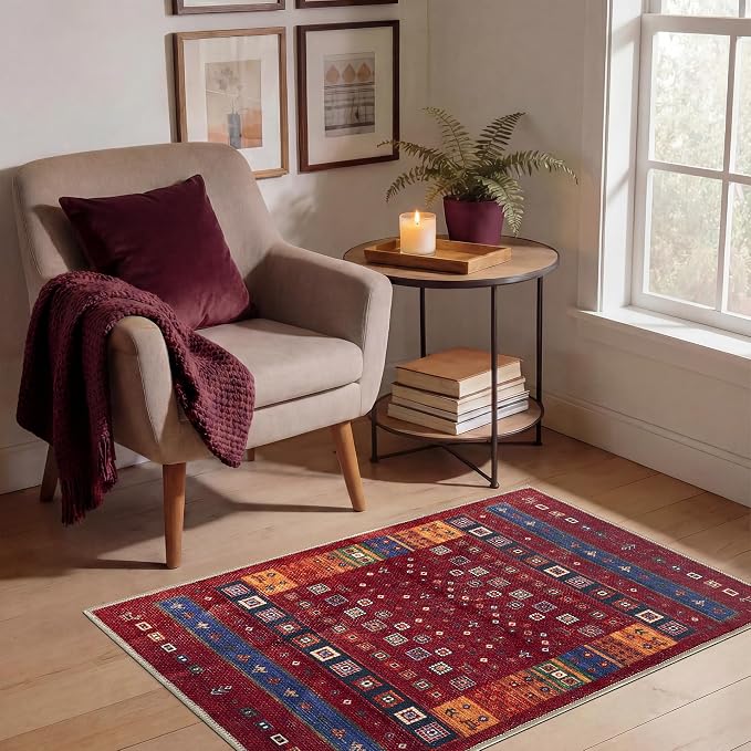 Keen Home Design 2x3 Rug - Machine Washable Entry Rug with Non-Slip Backing, Ideal for Enteryway, Kitchen, Bathroom, Laundry Room - Vintage, Easy Clean, Durable, Low Pile Rug - (2' x 3')