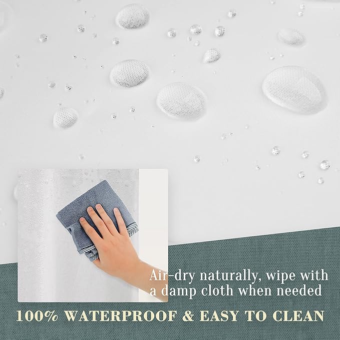 No Hook PEVA Shower Curtain or Liner - 8G Heavy Duty Frosted Bathroom Shower Curtain No Hooks Required, Waterproof Plastic & PVC Free, Standard Size 71 x 74, Frost