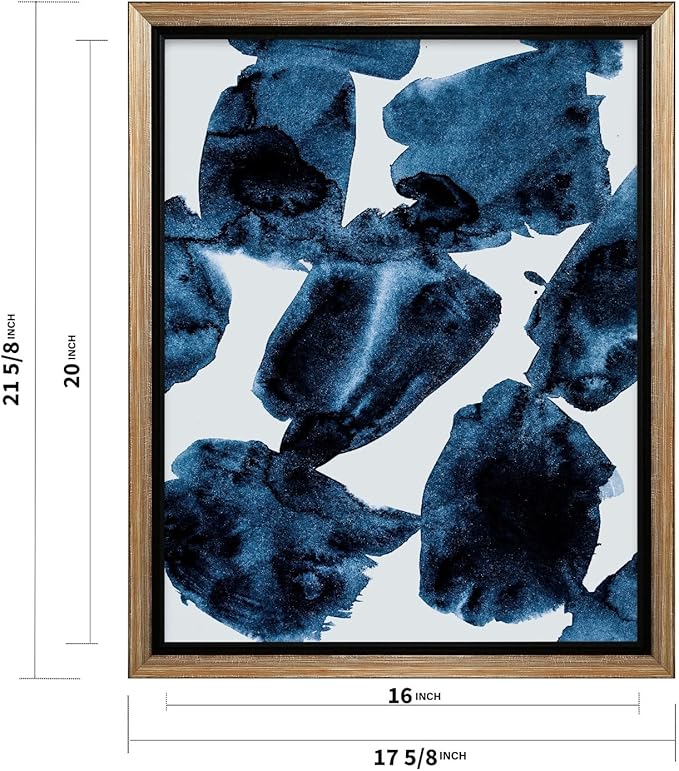 Monem Art Blue Abstract Watercolor Texture Print - Minimalist Modern Art Poster - Wall Decor for Living Room, Bedroom or Office - 16x20 Silver Framed CANVAS Wall Art by Mareike Bohmer