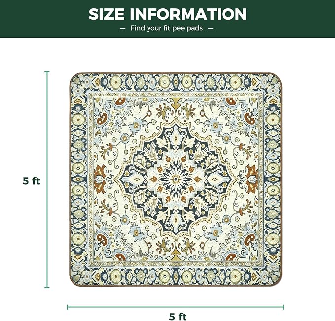 FXW Washable Pee Pads for Dogs, Puppy Pads with Super Absorbent, Specifically Designed for Rollick/Homeplus 24inch 8 Panels Dog Playpen, 63" Square, Boho Beige, 1 Pack