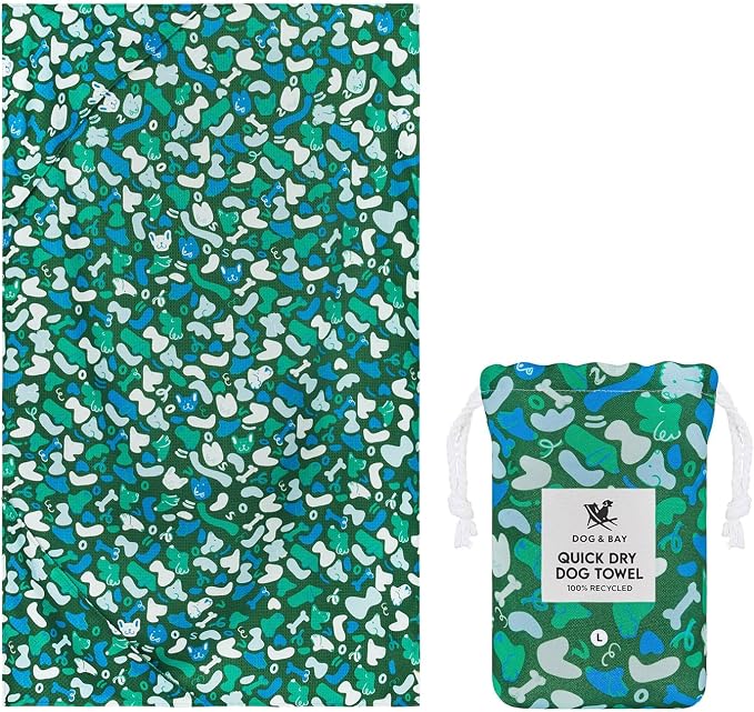Dock & Bay Pet Towel - Super Absorbent & Quick Drying Dog Towels with Bag - 100% Recycled - Where's Woofy, Large (120x70cm, 47x27)