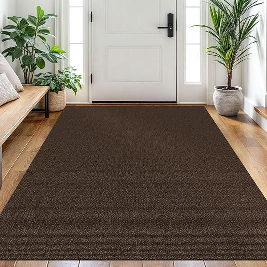 EARTHALL Washable Area Rug 4x6 Ft Non Slip Rugs for Entryway Braided Rubber Backed Bedroom Carpet Cotton Entry Rug Woven Floor Carpets for Bedroom Dining Room Living Room, Brown/Coffee