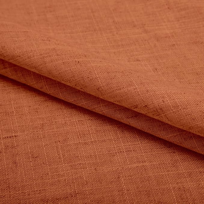 Burnt Orange Curtains 84 Inch Length for Living Room 2 Panels Grommet Linen Drapes Light Filtering Semi Sheer Floor Length Terracotta Curtain for Bedroom Dining Boho Decor Rust Red Brown 52x84 Long