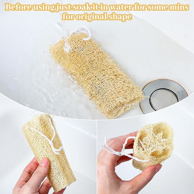 14Pcs 5" Natural Loofah Exfoliating Body Sponge Scrubber, Plant-Based Organic Loofa Luffa for Skin Care in Bath Spa Shower, Long-Handled Natural Sponges Bath Brush for Men & Women