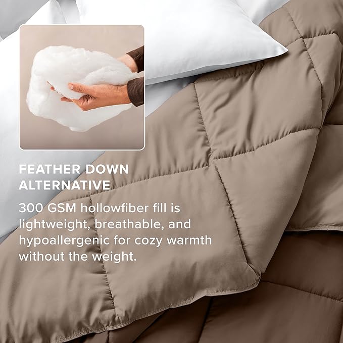 Bare Home Twin/Twin Extra Long Comforter - Reversible Colors - Goose Down Alternative - Ultra-Soft - Premium 1800 Series - All Season Warmth - Bedding Comforter (Twin/Twin XL, Cocoa/Taupe)