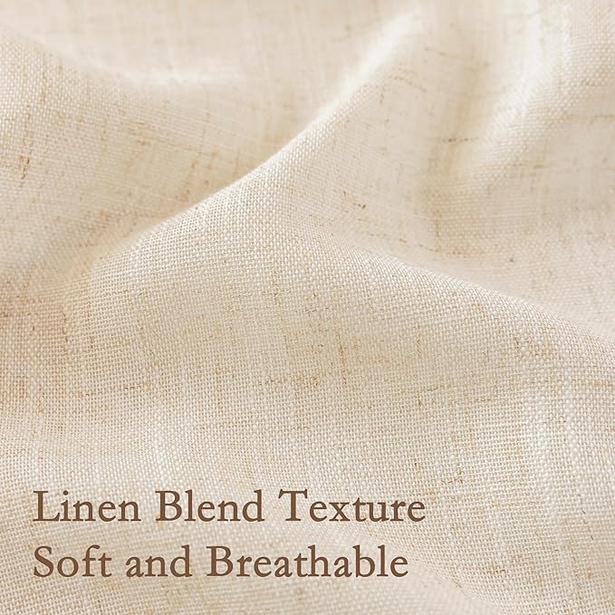 MYSKY HOME Linen Sheer Curtains 63 Inch Length for Small Windows,Light Filtering Privacy Protect Drapes Set with Macrame, Back Tab Boho Style Farmhouse Home Decor, 50" x 63", 2 Panels