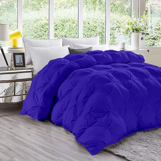 Hypoallergenic 1000-TC Pinch Pleated Down Alternative Comforter King Size 102 x 90 Inches 1pc Comforter & 2 pcs Pillow Covers, 700 GSM & All Side Corner Tabs 100% Egyptian Cotton