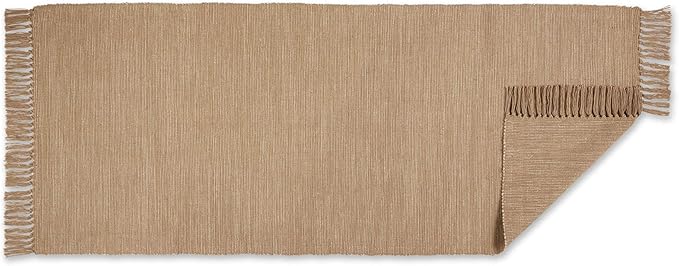 DII Woven Rugs Collection Ribbed Reversible Cotton, Runner, 2 ft 6 in x 6 ft, Stone & Off-White
