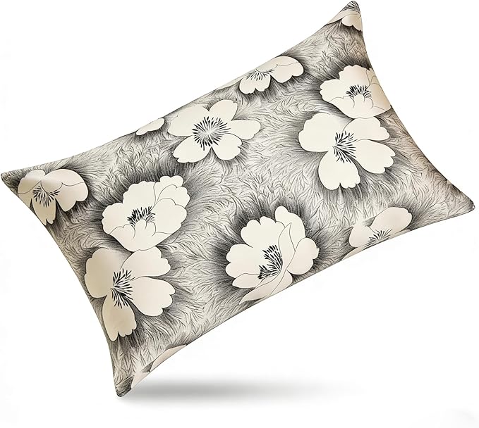 ALASKA BEAR Natural Silk Pillowcase, Hypoallergenic, 22 Momme, 600 Thread Count 100 Percent Mulberry Silk, Standard Size with Hidden Zipper (1, Floral)