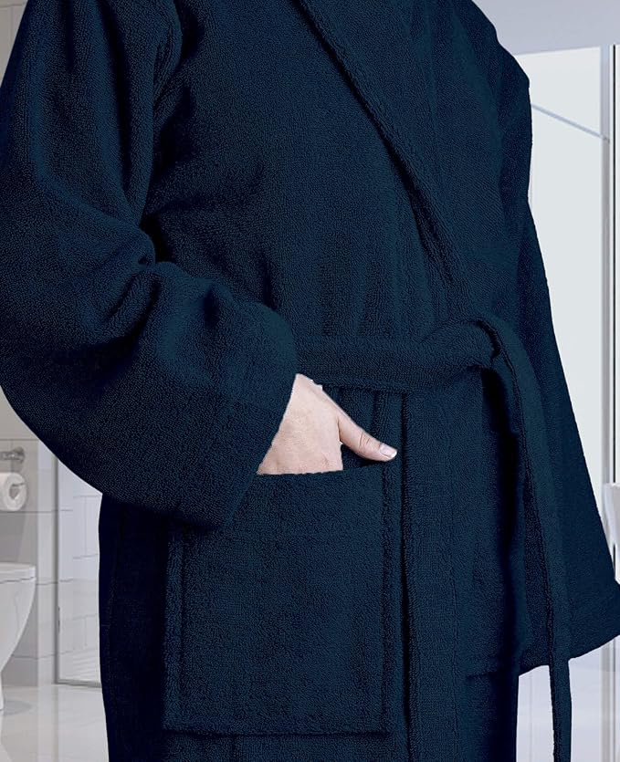 100% Cotton Shawl Collar Bathrobe for Women & Men – Terry Cloth, Lightweight Plush Long Spa & Hotel Luxury Robe