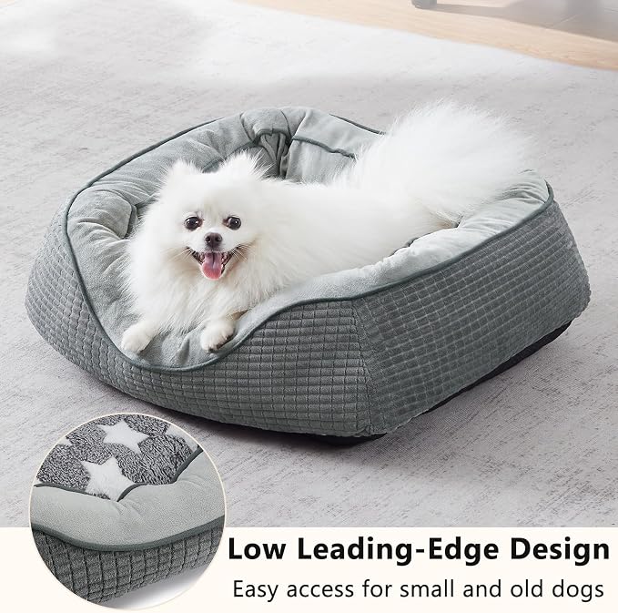 Dog Beds for Small Medium Large Dogs & Cats. Washable Pet Bed, Orthopedic Dog Sofa Bed, Soft Calming Sleeping Warming Puppy Bed (Star-Grey, Large-(30’’x 24’’x 9’’))
