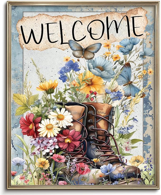 Vodefoad Vintage Garden decoration Wall Art Retro garden Wall Canvas Prints Welcome Garden Decor Canvas Sign Art Poster for Home Gallery Bedroom-8x10 Inch Unframe