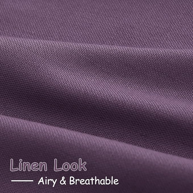 Plum Linen Curtains 108 Inches Long for Living Room 2 Panels Set Extra Long Back Tab Curtain Semi Sheer Light Filtering Plum Drapes Floor to Ceiling Curtains for Large Windows 52x108