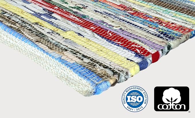 COTTON CRAFT Cotton Chindi Rag Rug - 2 Pack - 27 x 45 inches Reversible Handwoven Area Rugs - Boho Farmhouse Rustic Vibrant Decorative Accent Rug for Kitchen, Entryway, Living Room - Multicolor