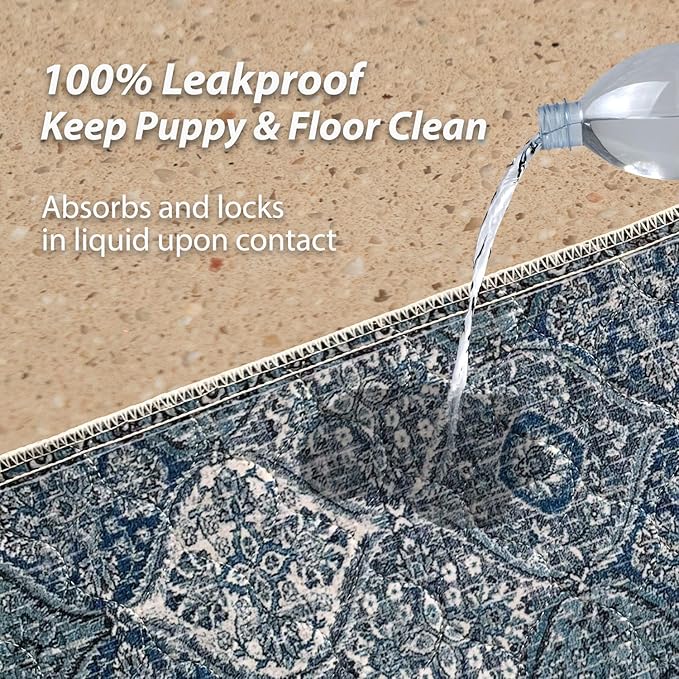 nunubaby 2PACK Washable Pee Pads for Dogs, Stylish, Non-Slip and Leak-Proof Pee Pads. Reusable Potty Pads for Dogs for Crates and Floors.(Blue/Multi,72" x72" )