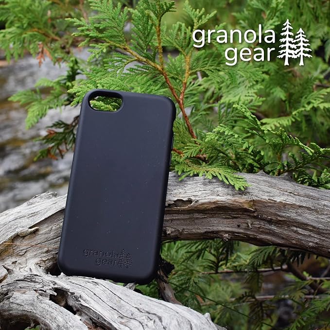 Eco by GranolaGear - Eco-Friendly Phone Case for iPhone 6/6s/7/8/SE - Biodegradable, Compostable, Plastic-Free, Made from Plants - Black Stone