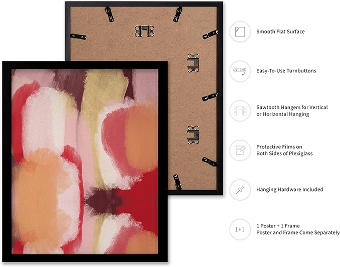 Monem Art Abstract Wall Poster - Modern Geometric Design Print - Colorful Artwork for Living Room or Bedroom Decor - Contemporary Design for Office - 16x20 Black Framed