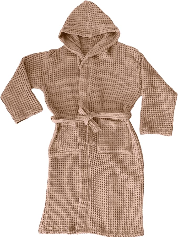 Unisex Hooded Waffle Robe for Women & Men 100% Turkish Cotton | Quick-Dry Bathrobe | Cozy Housecoat for Lounging