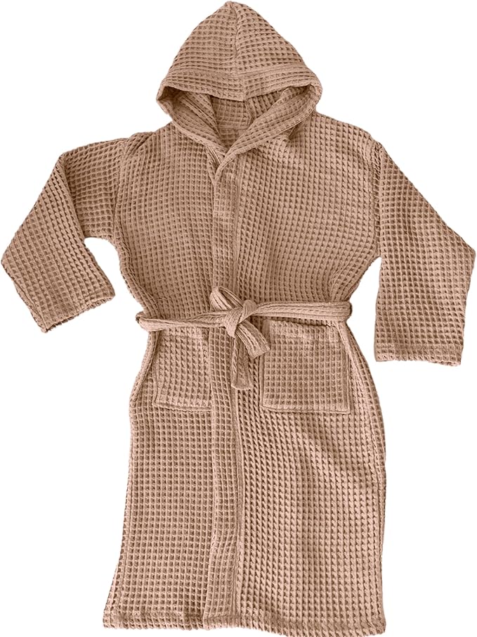 Unisex Hooded Waffle Robe for Women & Men 100% Turkish Cotton | Quick-Dry Bathrobe | Cozy Housecoat for Lounging