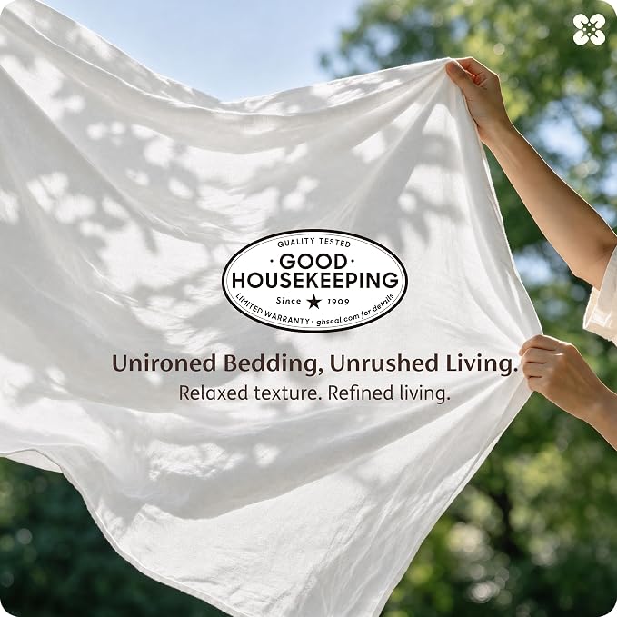 Bedsure Duvet Cover Queen Size - 100% Washed Cotton, Linen-Like Minimalist Bedding - PureWoven Plain Soft Comforter Cover for All Seasons, 1 Duvet Cover Only (Natural White, 90" x 90")