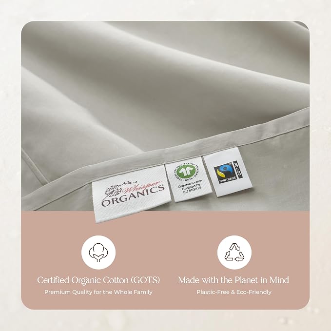 100% Organic Cotton Duvet Cover King Size - Naturally Soft Lightweight & Cooling Duvet Cover Set with Decorative Shams - Premium GOTS Certified 300 Thread Count Sateen Weave (Pewter, King)