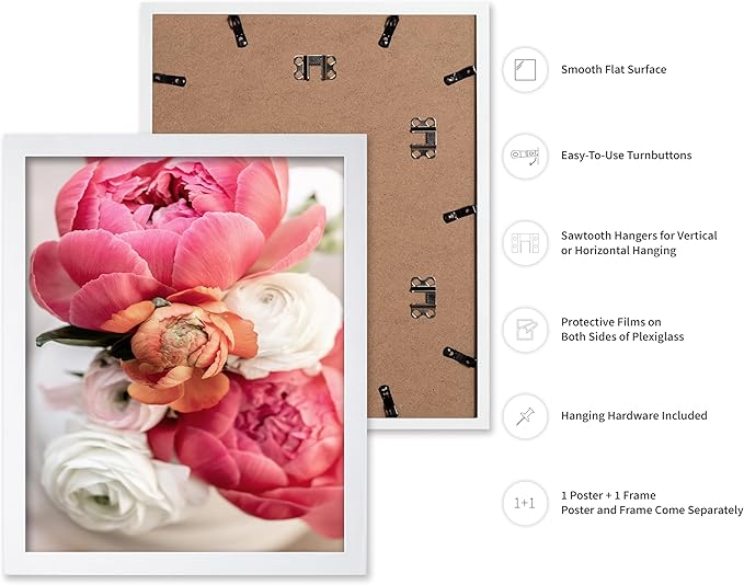 Monem Art Pink Peony Floral Macro Photography Print - Romantic Flower Art Poster - Wall Decor for Living Room, Bedroom or Office - 12x16 White Framed Wall Art by Mareike Bohmer