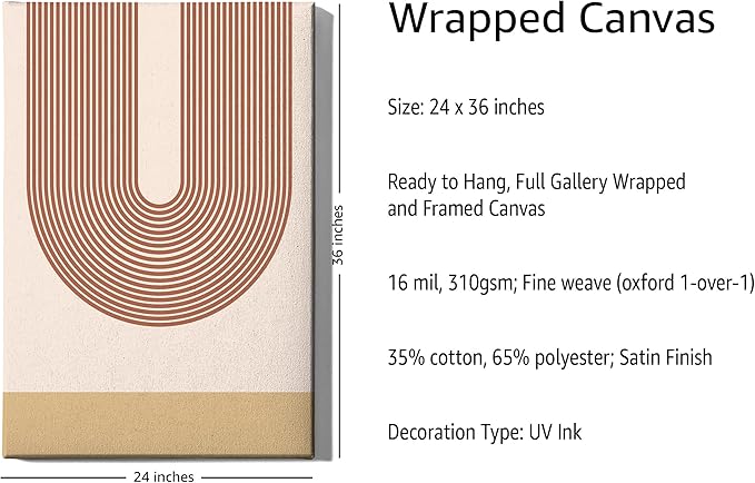 Y2K BOO Continuous Line Face Wrapped Canvas Wall Art Abstract Portrait Organic Shapes Earth Tones Terracotta 24x36 Inch Gallery Stretched Modern Home Wall Art