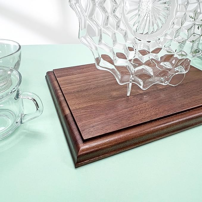 Plymor Solid Walnut Rectangular Wood Display Base with Ogee Edge, 10" W x 7" D x 0.75" H, Pack of 3