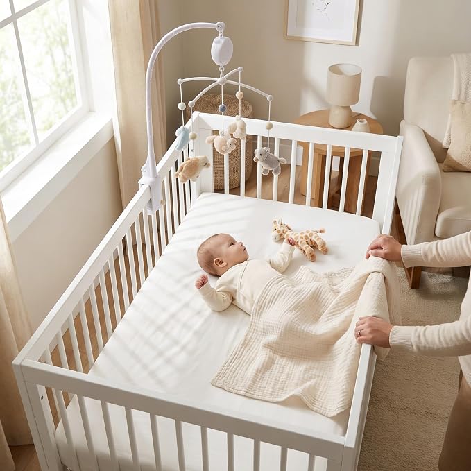 Makemake Organics GOTS Certified Organic Cotton Fitted Crib Sheet Soft Breathable (28"x52", Ivory)