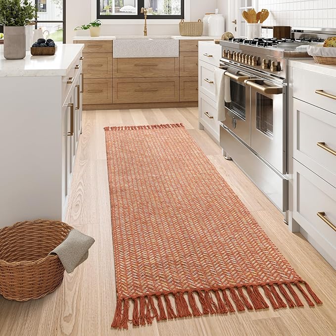 Lahome Belle Boho Bathroom Runner, 2x6 Fall Rug Runners for Hallways Lightweight Laundry Room Rugs Washable Runner Rug with Tassels, Farmhouse Carpet Non Shedding Throw Rugs for Entryway Bedroom