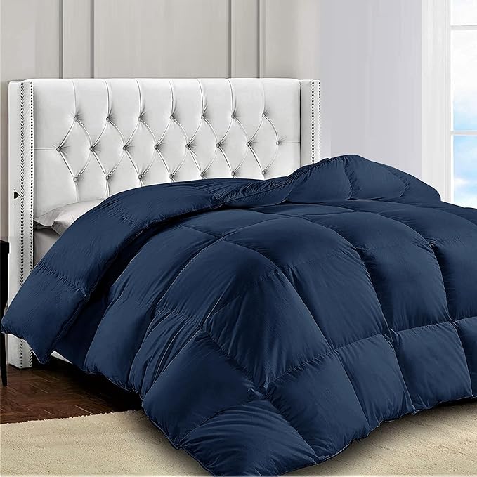 LUX Décor Twin Comforter – 92x68 Ultra-Soft Down Alternative Duvet Insert with Corner Tabs & Box Stitching, Hotel Quality Plush Hypoallergenic Microfiber, Oeko-TEX Certified – Navy Blue