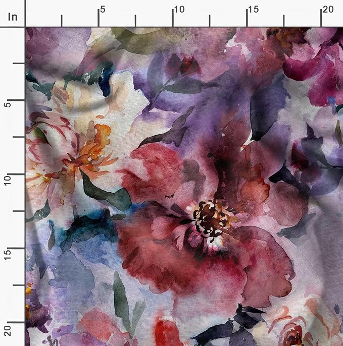 Soimoi Floral Print - Multicolor, Moss Georgette Fabric Material - 42 Inch Wide, 1 Yard, Unstitched Versatile Fabric for Dresses, Skirts, Blouses, Drapery Projects