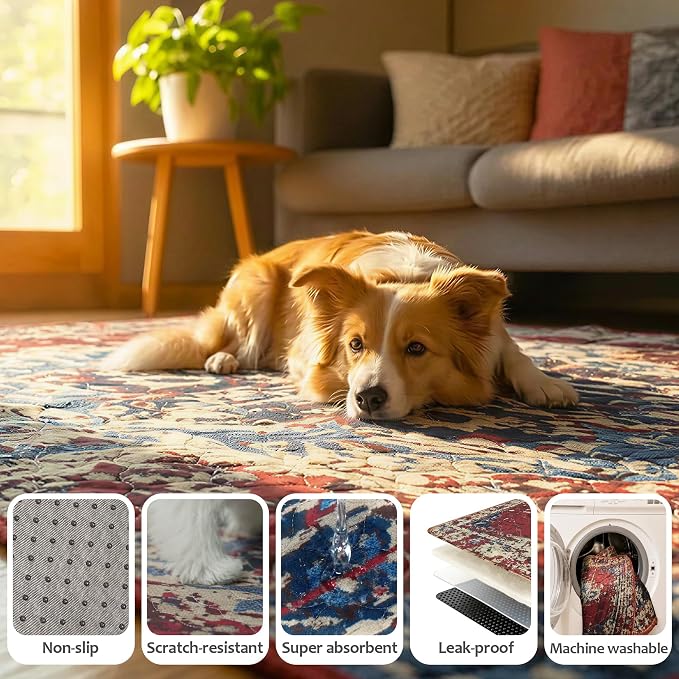 Washable Pee Pads for Dogs, Reusable Puppy Potty Training Pads, Ultra-Absorbent Thick Waterproof Leak-Proof Non-Slip Pads & Mat for Crate, Playpen, Floor, Whelping & Housebreaking , 2 Pack 54"x54"