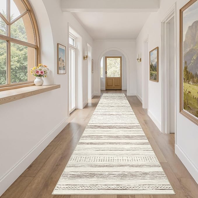 Tortania Area Rug 2x6 Runner Rugs - Washable Soft Neutral Boho Moroccan Farmhouse Rug Indoor Floor Carpet for Living Room Bedroom Kitchen Entryway Under Dining Table Home Office Decor - Beige