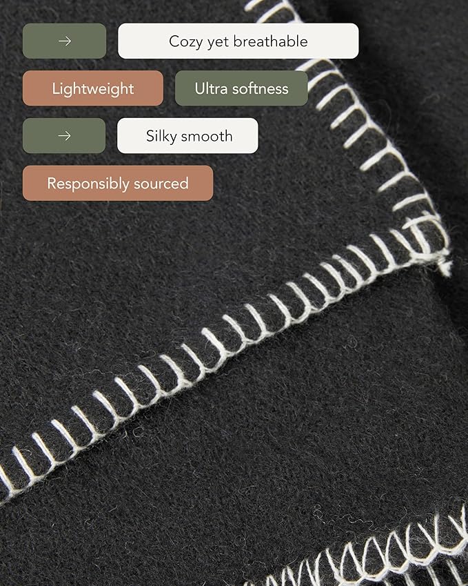 UnHide Knit Alpaca Blanket - 60" x 80" Ultra-Soft & Lightweight Throw - Made with Alpaca & Merino Wool - Sustainable & Ethically Sourced - Night Owl