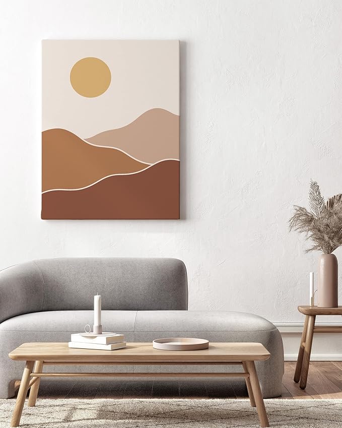 Y2K BOO Organic Abstract Shapes Wrapped Canvas Wall Art Minimalist Botanical Silhouette Earth Tones Terracotta 24x36 Inch Gallery Stretched Modern Home Wall Art Decor