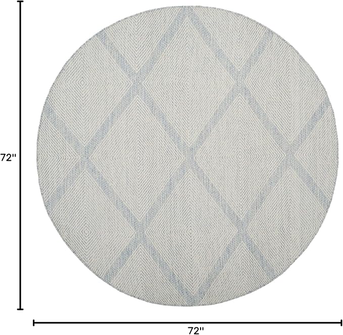 SAFAVIEH Montauk Collection 6' Round Light Blue MTK821B Handmade Cotton Area Rug