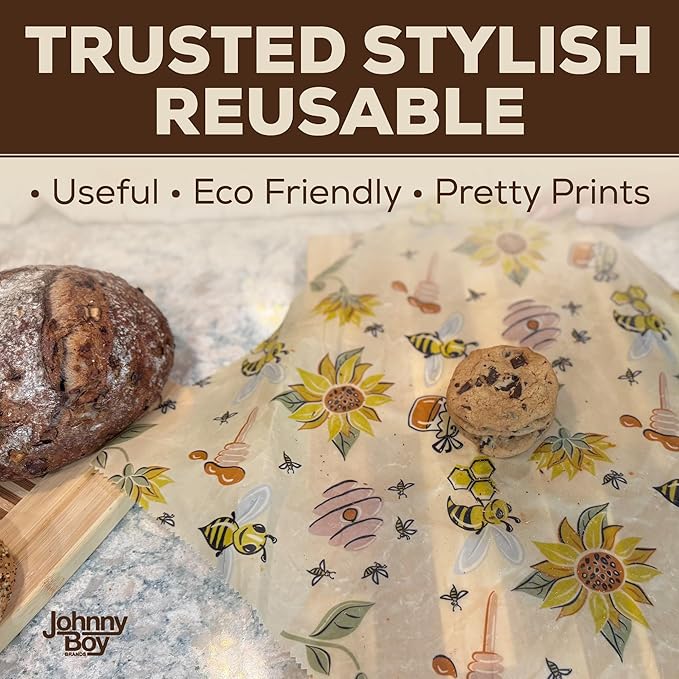 2 Pack - XL 19" x 19" - 5 Sq Ft - Beeswax Bread Wraps, Total 5 Sq Ft Coverage, Eco-Friendly Alternative to Plastic Wrap for Bread Storage, Bowls & Food Storage (Plum)
