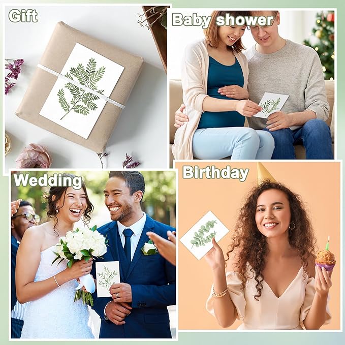50PCS Greenery Blank Cards and Envelopes Bulk 4x6 Inch Watercolor Botanical Greeting Cards With Envelopes Stickers Green Leaves Plants Thank You Note Card For Birthday Baby Bridal Shower Wedding