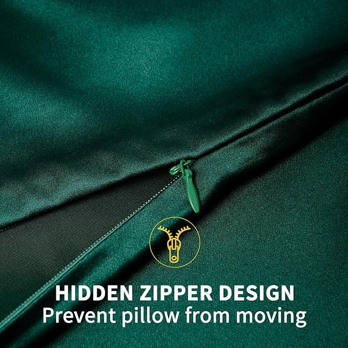 ZIMASILK 100% Pure Mulberry Silk Pillowcase for Hair and Skin Health,Soft and Smooth,Both Sides Premium Grade 6A Silk,600 Thread Count,with Hidden Zipper,1pc(Standard 20''x26'',Blackish Green)