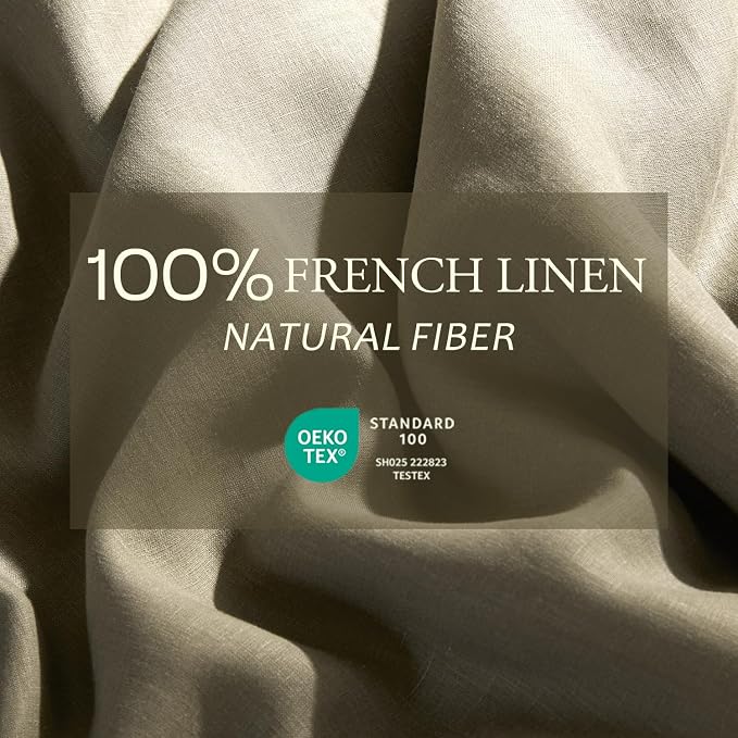 DAPU 100% Linen Duvet Cover Set - Pure Natural French Flax Linen with Corner Ties and Zipper Closure Soft Breathable Durable for Hot Sleepers 1 Duvet Cover 2 Pillowcases (Forest Green, King)