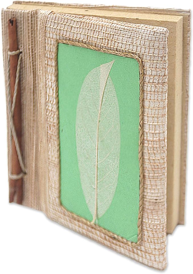 NOVICA Green Multicolor Natural Fiber Paper Eco-Friendly Journals from Indonesia 'Green Leaf'