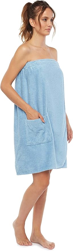 Arus Women's Bathrobe GOTS Certified Organic 100% Turkish Terry Cotton Robe Adjustable Closure Bath Wrap